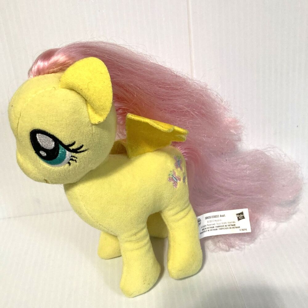 MY LITTLE PONY Fluttershy Plush Pony by Hasbro 2017 Yellow and Pink 7 inches
